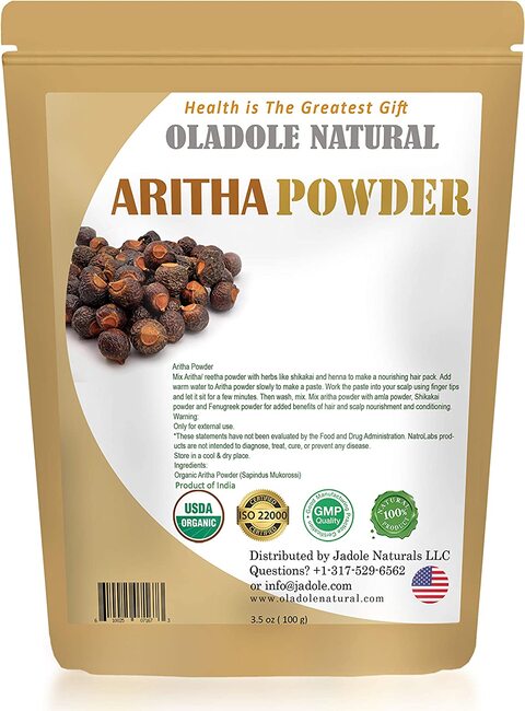 Oladole Natural Aritha Powder Sapindus Laurifolia For Silky Hair Certified 100% Organic