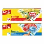 Buy Glad Freezer Zipper Bag With Storage Zipper Bag Clear 25 count in UAE