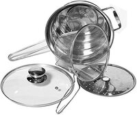 Premium Heavy Duty Stainless Steel Steamer Pot Set Cooking Pot Steamer Insert and Vented Glass Lid Stack and Steam Pot Set for All Cooking Surfaces 4 PCS Set
