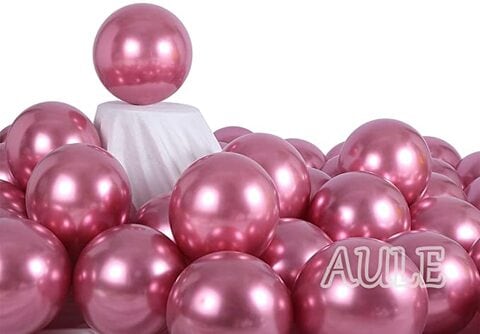 AULE Hot Pink Metallic Chrome Latex Balloons 12 Inch 50 Pcs Birthday Baby Showers Bridal Shower Weddings Bachelorette Party Decorations