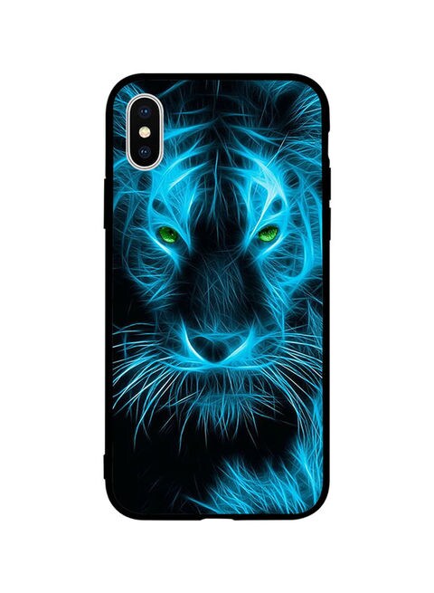 Theodor - Protective Case Cover For Apple iPhone XS Blue Line Lion