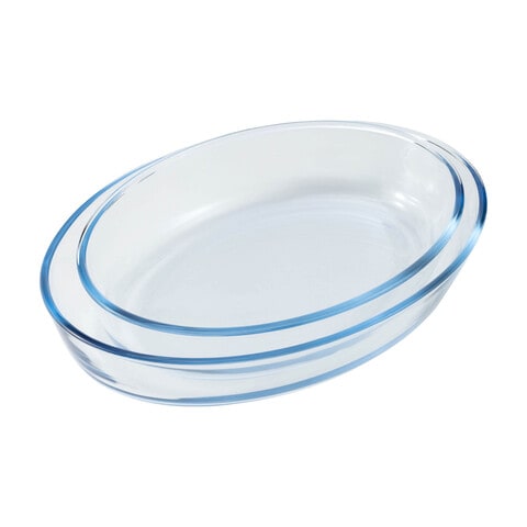 Oval Glass Bakeware Set Clear 2.4L and 3.2L 2 PCS
