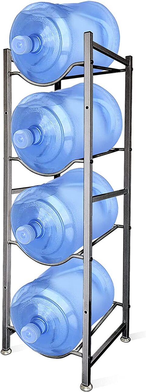 Sky-Touch 4Tier Water Bottle Organizer,5 Gallon Water Bottle Holder, Water Bottle Rack Stainless Steel Shelf Easy To Assemble For Kitchen, Home And Office Gray