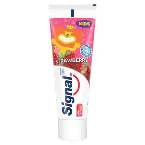 Signal Kids Toothpaste Prevents Tooth Decay &amp; Tooth Cavity Strawberry For Ages 2 to 6 Years 75m