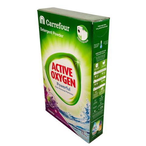 Carrefour Active Oxygen Lavender Powerful Front And Top Load Detergent Powder 1.5kg