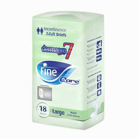 Fine Care Incontinence Unisex Briefs, Disposable and Highly Absorbent, Size Large, Waist (110-156cm), Pack of 18 Adult Diapers