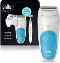 Braun Epilator Silk-&eacute;pil 5 5-810, Hair Removal for Women, Shaver &amp; Bikini Trimmer, Cordless, Rechargeable, Wet &amp; Dry