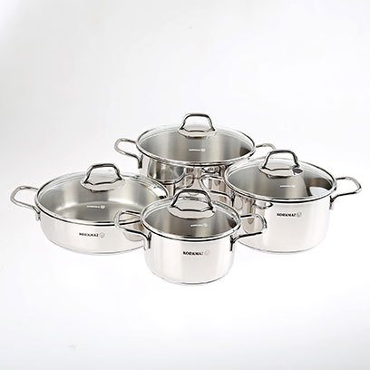Korkmaz Perla Stainless Steel Cookware Set 8 count