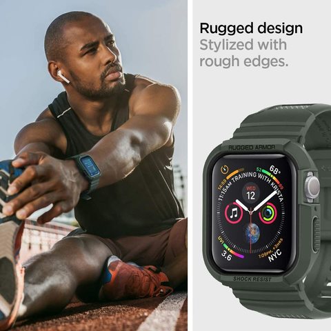 Spigen Rugged Armor PRO designed for Apple Watch 40mm case/cover with Band for Series 5 / Series 4 - Military Green