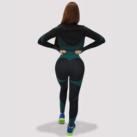 Kidwala Flux Set With Jacket - High Waisted Butt Lift Shaping Legging with Sports Bra with Thumb Hole Front Zipper Crop Jacket Tracksuit Workout Gym Yoga Outfit for Women (Small, Black &amp; Teal)