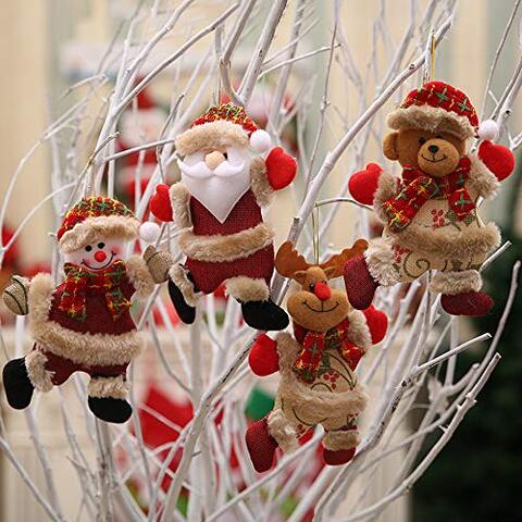 2022 Christmas Decorations,4 Pack Xmas Tree Decorations Christmas Ornaments Gift Santa Claus Snowman Tree Toy Doll Hang Decor Merry Christmas Decorative Pendants Party Decor Gifts Home Bedroom