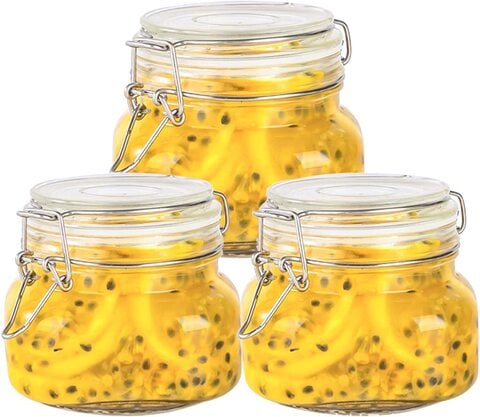 Star Cook Airtight Glass Canister Square Jar with Lids - Set of 3,500ml