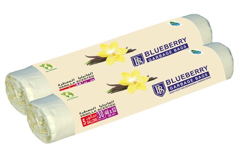 Buy BLUEBERRY -2-Roll Vanilla scented Trash Bag-PERFUMED TRASH BAG -Oxo-Biodegradable-5 Gallon-46X52cm-30 pieces Each Roll in UAE