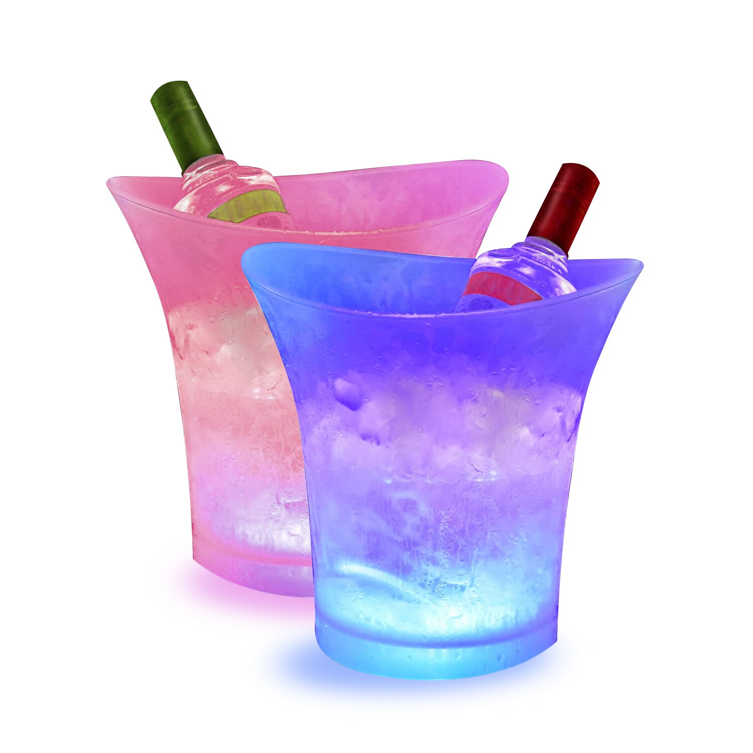 5L 5L Beer Wine Ice Bucket for KTV Clubs Bar Home Wedding Party LED Ice Bucket 7 Colours Gradient Changing Luminous Plastic Champagne Wine Drinks Cooler Bucket 