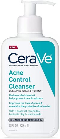 Cerave Face Wash Acne Treatment Salicylic Acid Cleanser With Purifying Clay For Oily Skin Blackhead Remover And Clogged Pore Control 8 Ounce, 8 Fl Oz (Pack Of 1)