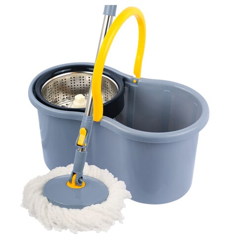 Esqube Grey 360&deg; Spin Steel Bowl Bucket Mop set&hellip;