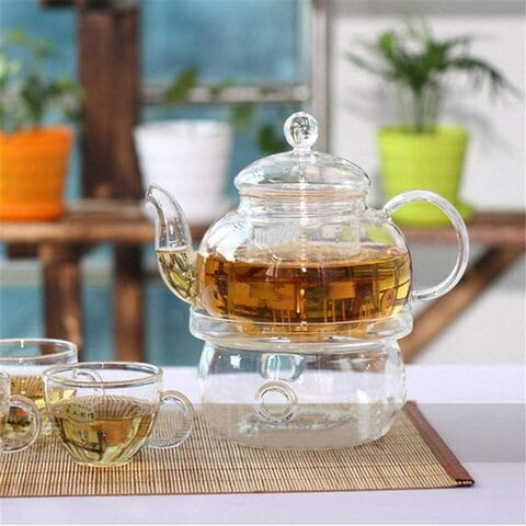 ghfcffdghrdshdfh Heat-Resisting Teapot Warmer Base Clear Glass Round Shape Insulation Tealight 