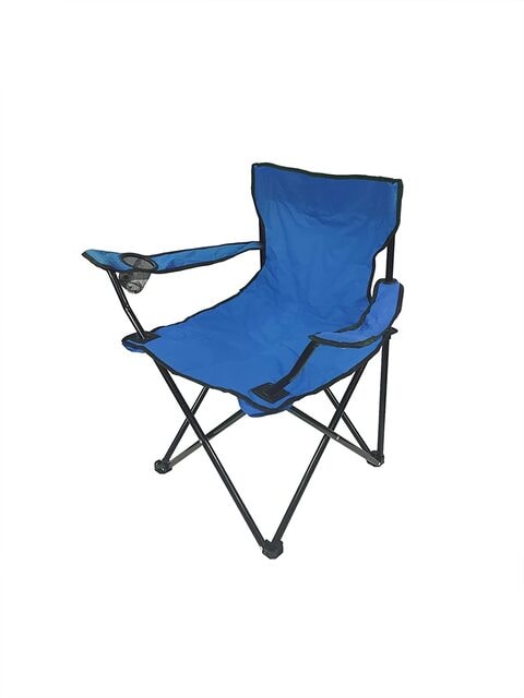 Generic كرسي حديقة قابل للطي بحامل كوب - مريح - مناسب لجميع الأوزان - سهل الحمل والتخزين - أزرق