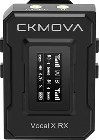 CKMOVA   Vocal X V1 2.4G Dual Channel Wireless Microphone System   1Transmitter-1Receiver   OLED Display-100m Distance - 5ms Low Latency   600mAh/10Hrs   for Camera,Mobile,PC Mixers   Black