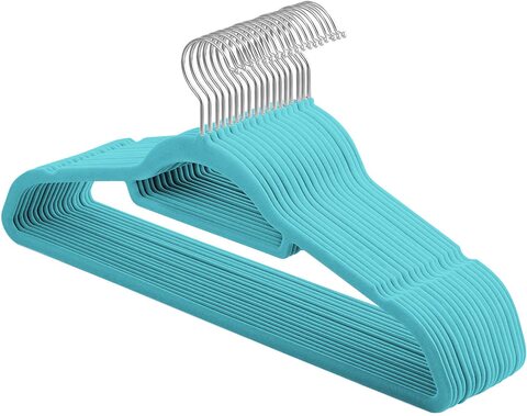 Slim Grip Clothing Hangers 10 Pack White & Teal Durable Plastic