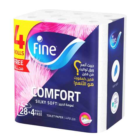 Fine Toilet Comfort Tissues 175 Sheet 2 Ply 28+4 Rolls Free