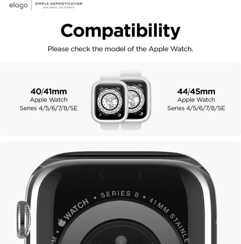 Elago Duo for Apple Watch Series 8/7 (45mm), Series 6/SE/5/4 (44mm) cover case - Clear White