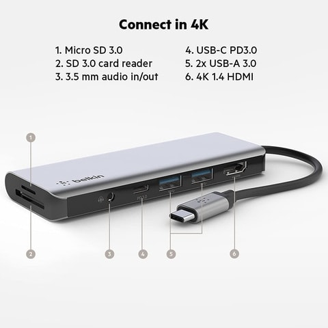 Belkin 7-In-1 USB C Hub MultiPort Adapter