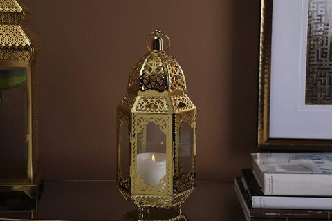 Pan Emirates Home Furnishings Blime Lantern Gold 16X14X36cm