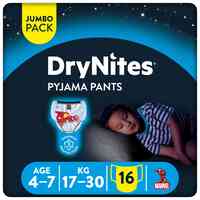 Huggies DryNites Pyjama Pants 4-7 Years Bed Wetting Diaper Boys 17-30 kg Jumbo Pack 16 Pants