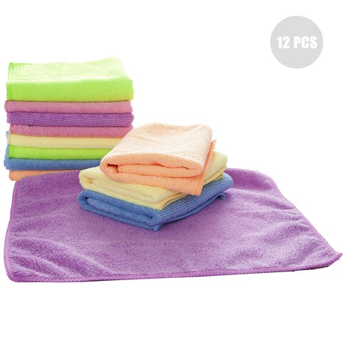12Pcs Super Absorbent Cleaning Cloths Kitchen Dish Towels Multipurpose Rags