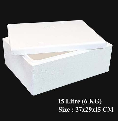 ALSAQER-Thermocoal Ice Box-(15Litre-6KG)Thermocoal Cool Box-Thermo Keeper Container, Expanded Polystyrene Cooler, Fishing Ice Box