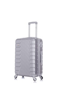Senator Hard Case Medium Suitcase Luggage Trolley For Unisex ABS Lightweight Travel Bag with 4 Spinner Wheels KH1095 Silver White