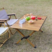 COOLBABY Portable Outdoor Folding Table,Cookout Camping Gear,Send Storage Bag,Simple Folding Table,Ultra light and Easy To Carry,Original Wood Color,90 * 60