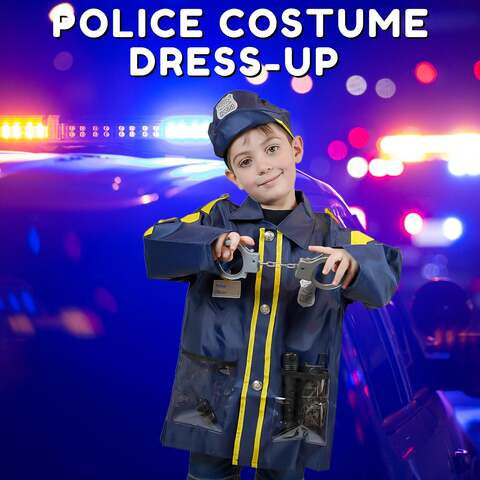 Fitto Policeman Role Play Costume Set - Police Costume for Kids Dress Up Pretend Play Outfit with Rescue Tools and Accessories Kids Toys