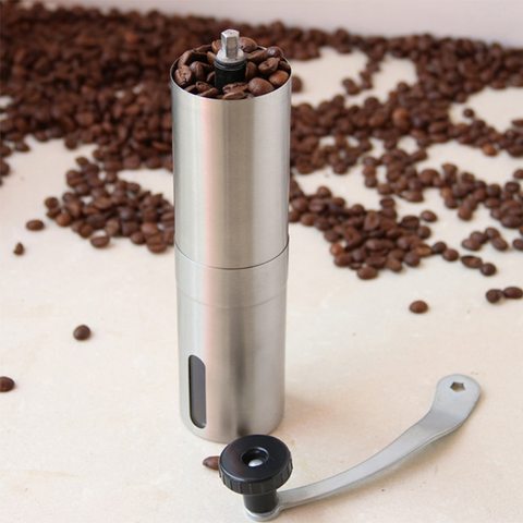 Sanbo-Stainless Steel Coffee Grinder Silver 4.50x4.50x17.50centimeter