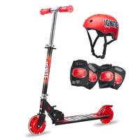 Ignite Flow 2-Wheel Kick Scooter With Protective Gear Set Red