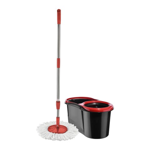 اشتري Royalford Rf8559 16L Mop And Bucket Set, Modern Spin 360 Degree Spinning Mop Bucket Home Cleaner, Extended Easy Press Stainless Steel Handle And Easy Wring Dryer Basket (Red) في الامارات