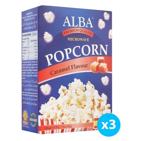 Alba Carmel Microwave Popcorn 80 gr (Pack of 3)