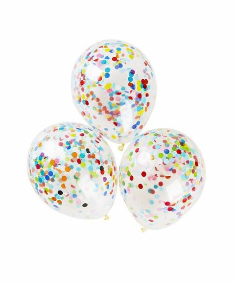 Buy Party Time 8-Pieces 12" High-Quality Mixed Color Confetti Balloons, Rainbow Balloons  - For Birthday Party Decoration in UAE