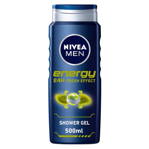 Buy NIVEA MEN 3in1 Shower Gel Body Wash Energy 24h Fresh Masculine Scent 500ml in UAE