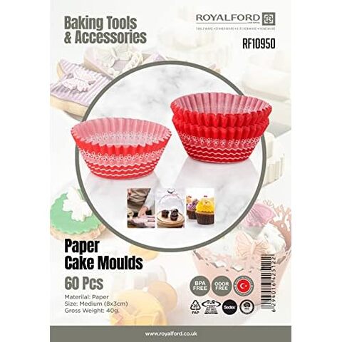 Royalford Paper cake moulds, 60pcs mini rf10950   non-stick muffin cases liners cupcake moulds for ice-creams puddings party christmas