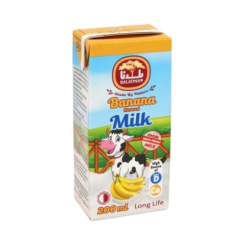 Baladna Long Life Milk Full Fat Banana Flavored 200ml
