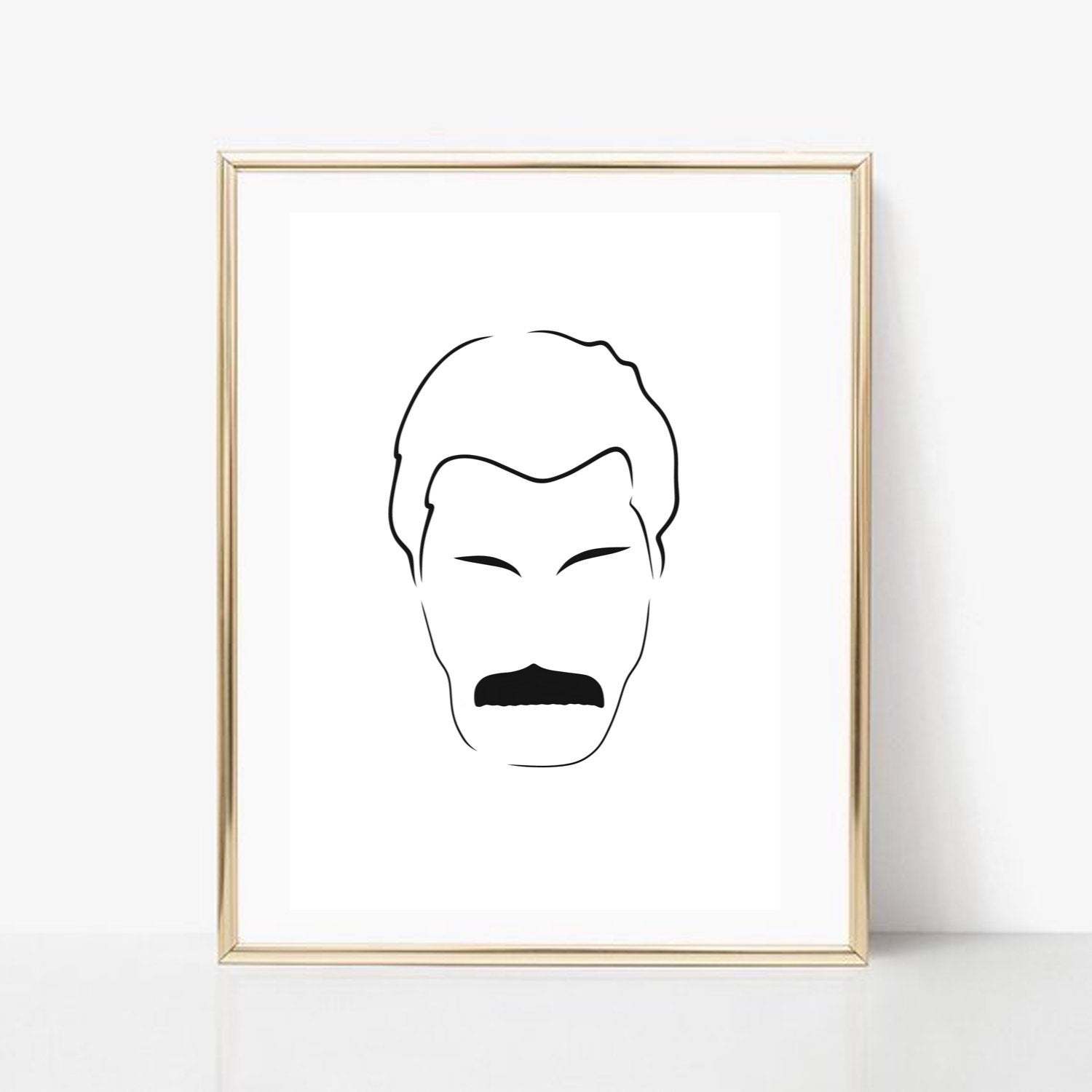 Buy Boomah Accessories Freddie Mercury Line Art In Golden Frame Online Shop Home Garden On Carrefour Uae