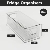 Fridge Organiser Set of 8, Stackable Storage Box, Small Refrigerator Organizer Bins with Handles for Kitchen, Freezer, Pantry, Cupboards - Clear BPA-Free Storage Container