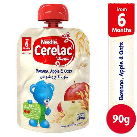 Nestle Cerelac Fruits Puree Pouch Banana Apple Oat 90g