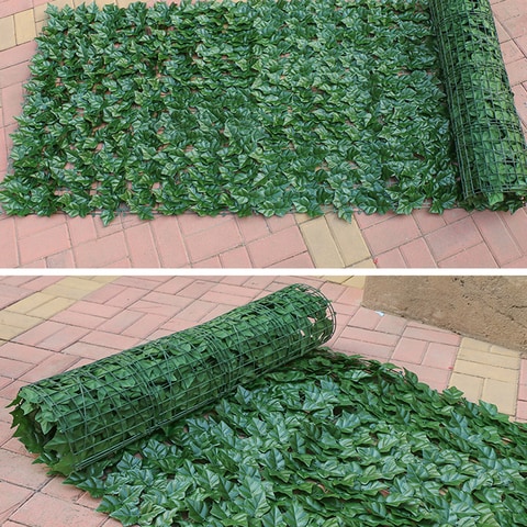 Ling Wei - 1x3m Artificial Ivy Leaf Screening Wall Cover Garden Outdoor Hedging Fence Ivy Leaf Hedge Panels On Roll