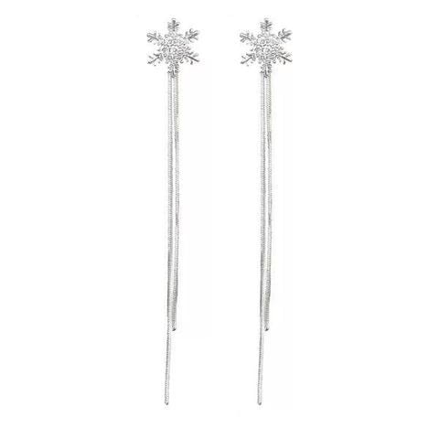 Generic - long crystal silver earrings stars designe