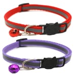 Buy GOLDEN ROSE 2 PCS Reflective Cat Collar with Bell Solid Nylon Pet Collar Safe Breakaway Cat Collar Adjustable Ultra-light Design in UAE