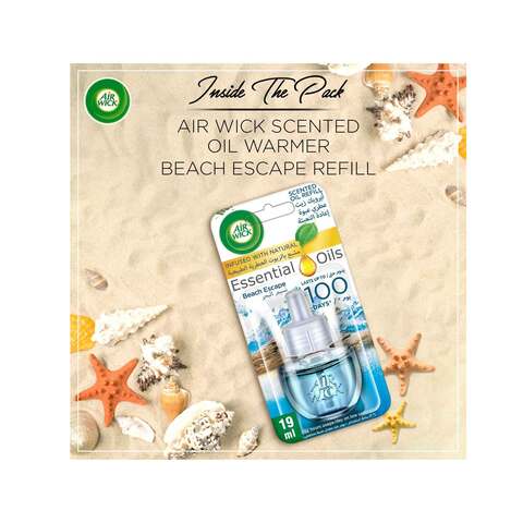 AirWick Scented Oil Diffuser Refill, Beach Escape, Infused with Essential Oils, 19ml