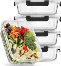 Atraux 1040ml Pack Of 6 Airtight Glass Food Storage Containers, Meal Prep Lunch Box With Lids For Home &amp; Office